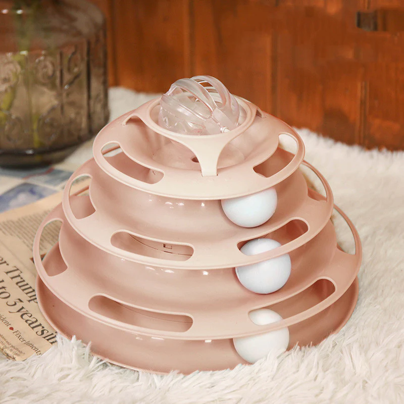 Stacked Turntable Ball Toy for Cats - Interactive Feline Playtime Fun" - Image 3