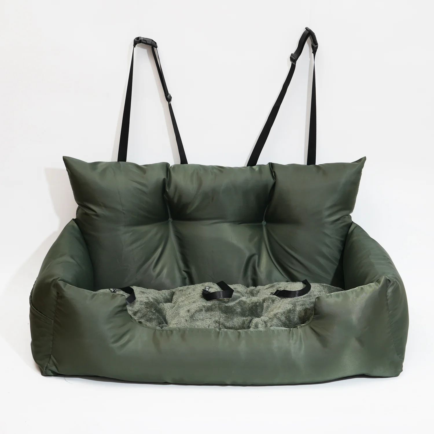 Luxury Dog Car Seat Bed | Detachable Soft Booster Pet Travel Carrier for Back Seat - Image 3