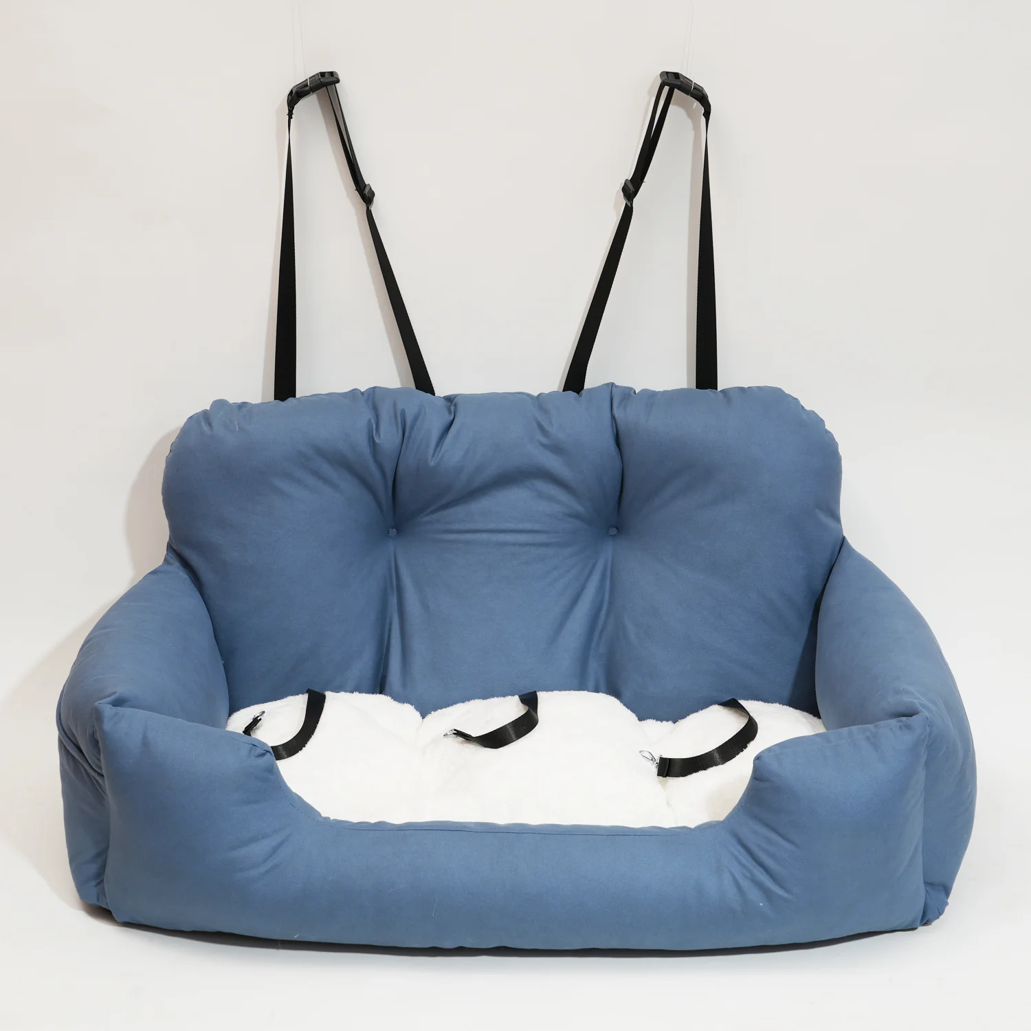 Luxury Dog Car Seat Bed | Detachable Soft Booster Pet Travel Carrier for Back Seat - Image 4