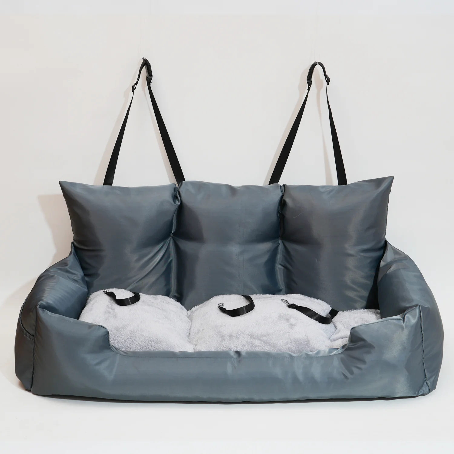 Luxury Dog Car Seat Bed | Detachable Soft Booster Pet Travel Carrier for Back Seat - Image 5