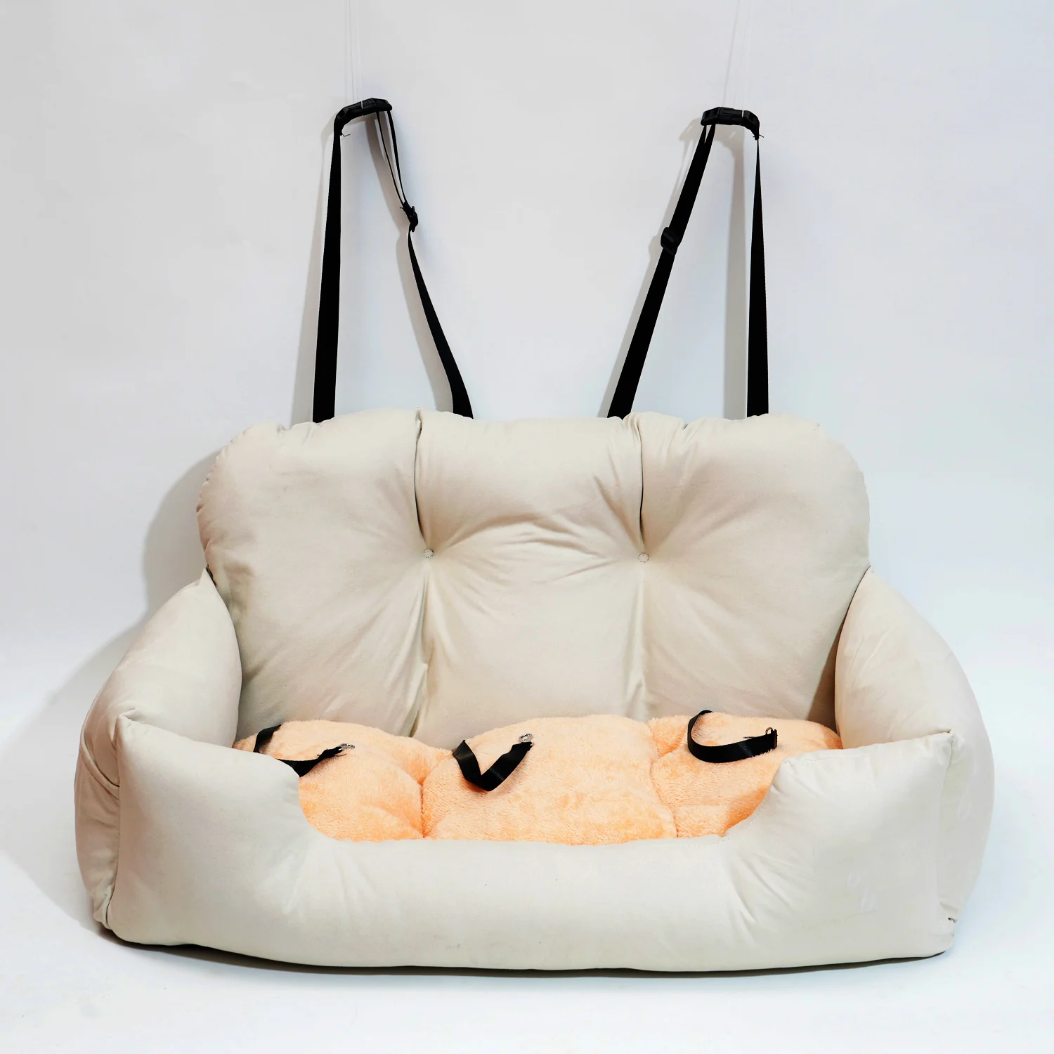 Luxury Dog Car Seat Bed | Detachable Soft Booster Pet Travel Carrier for Back Seat - Image 6