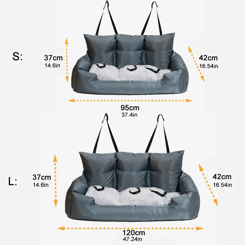 Luxury Dog Car Seat Bed | Detachable Soft Booster Pet Travel Carrier for Back Seat - Image 8