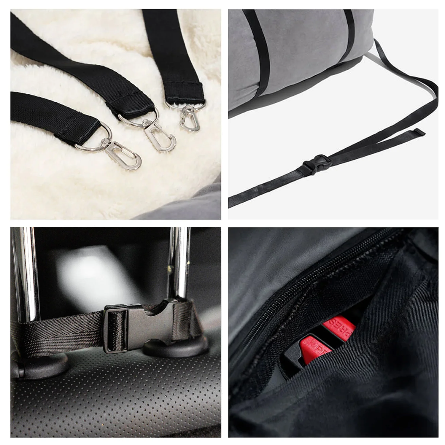 Luxury Dog Car Seat Bed | Detachable Soft Booster Pet Travel Carrier for Back Seat - Image 9
